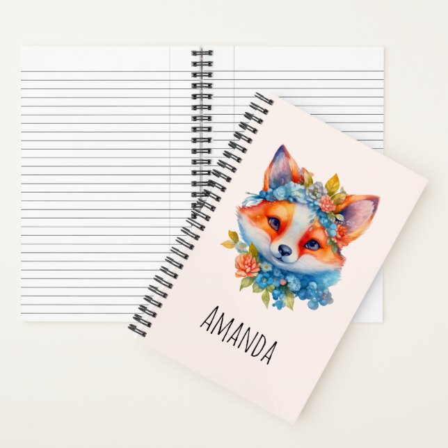 Cuaderno Corto Naranja Fox con corona floral (Interior)