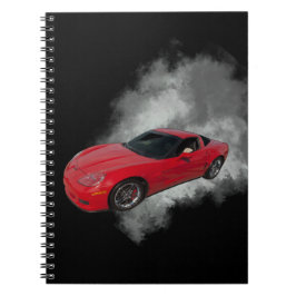 Cuaderno Corvette rojo con fondo extraíble de humo gris