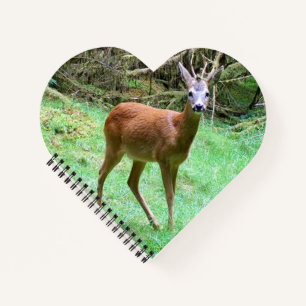 Cuaderno Corzo Macho en Posado Corazón Personalizable Bosqu