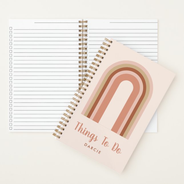 Cuaderno Cosas Modernas Del Boho Rosa Arcoiris Para Hacer L (Interior)