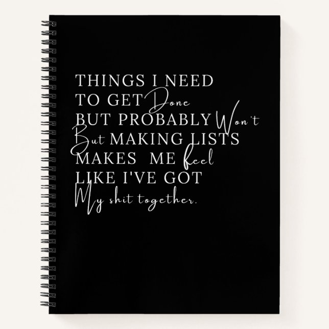 Cuaderno Cosas que necesito hacer, pero probablemente no. (Anverso)