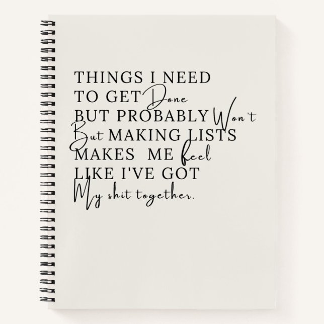 Cuaderno Cosas que necesito hacer, pero probablemente no. (Anverso)