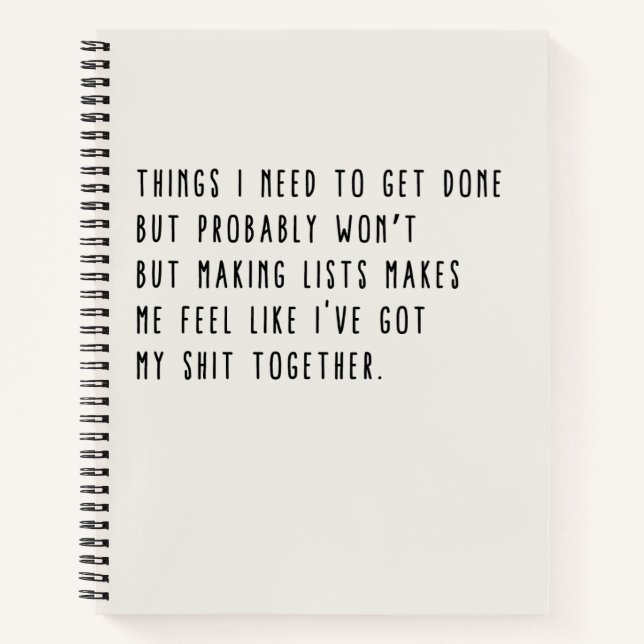 Cuaderno Cosas que necesito hacer, pero probablemente no se (Anverso)