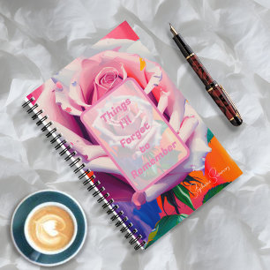 Cuaderno Cosas que olvidaré de recordar la flor rosa rosa