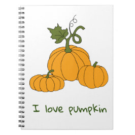 Cuaderno Cosecha de calabaza naranja romántica y linda
