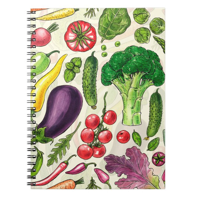Cuaderno Cosecha de huertos de verduras y hierbas en blanco (Frente)