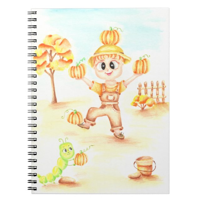 Cuaderno Cosecha de moras niño de jengibre (Frente)