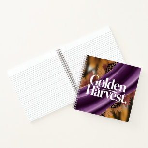 Cuaderno Cosecha Dorada Lujo Púrpura Seda Diseño de Otoño