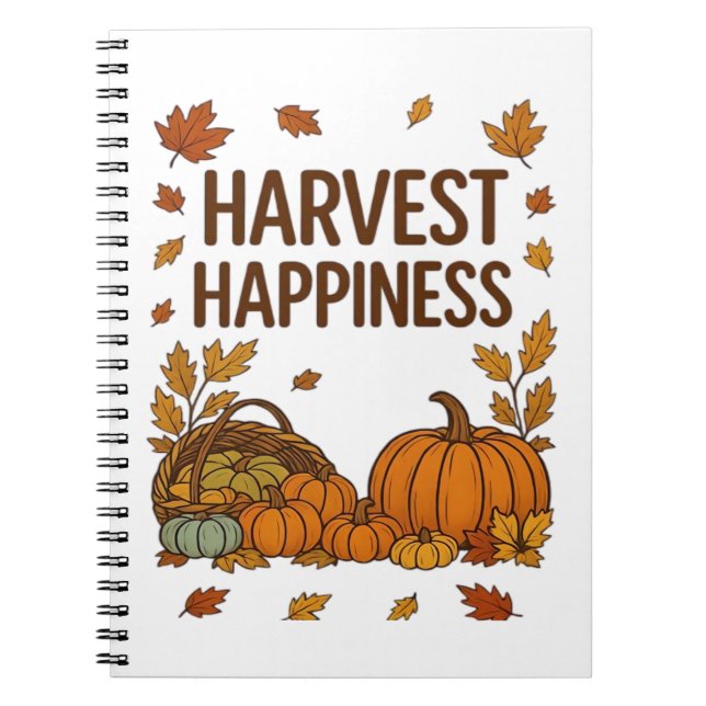 Cuaderno Cosecha Felicidad - Calabaza de otoño y hojas de o (Frente)