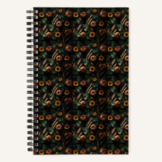 Cuaderno Cosecha oscura de otoño - calabazas, trigo, giraso