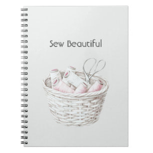 Cuaderno Coser Hermosa Canasta de Hilo Rosa Blush Blanco