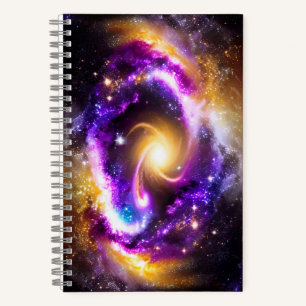 Cuaderno Cosmic Golden Purple Blue Galactic Skies Galáctico