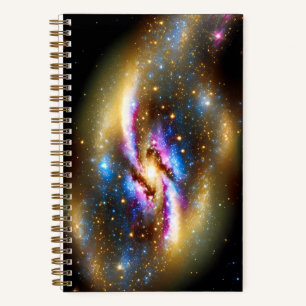 Cuaderno Cosmic Golden Purple Blue Sky Night Stars Galactic