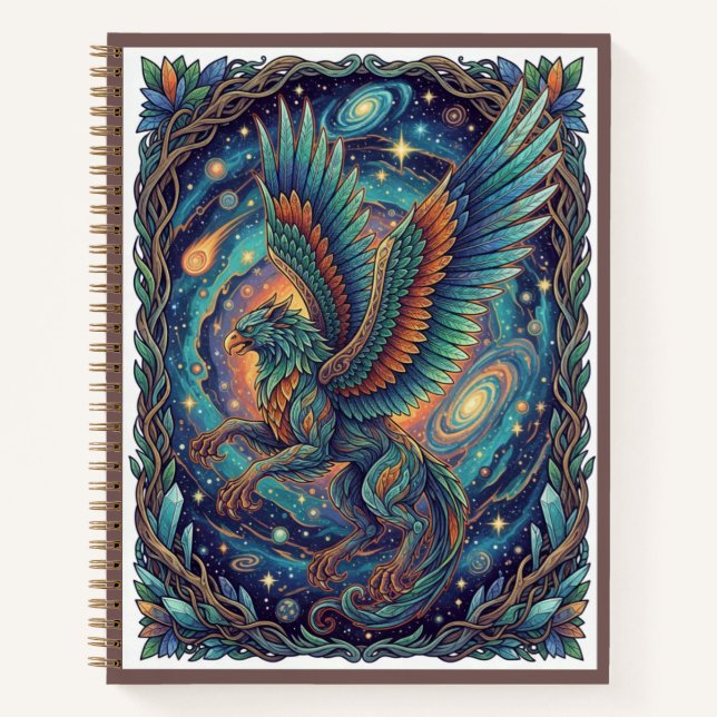 Cuaderno Cosmic Griffin Guardian Zentangle Mythical Journal (Anverso)