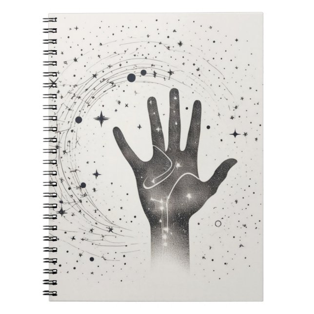 Cuaderno Cosmic Hand in Starry Galaxy – Surreal Spiritual S (Frente)