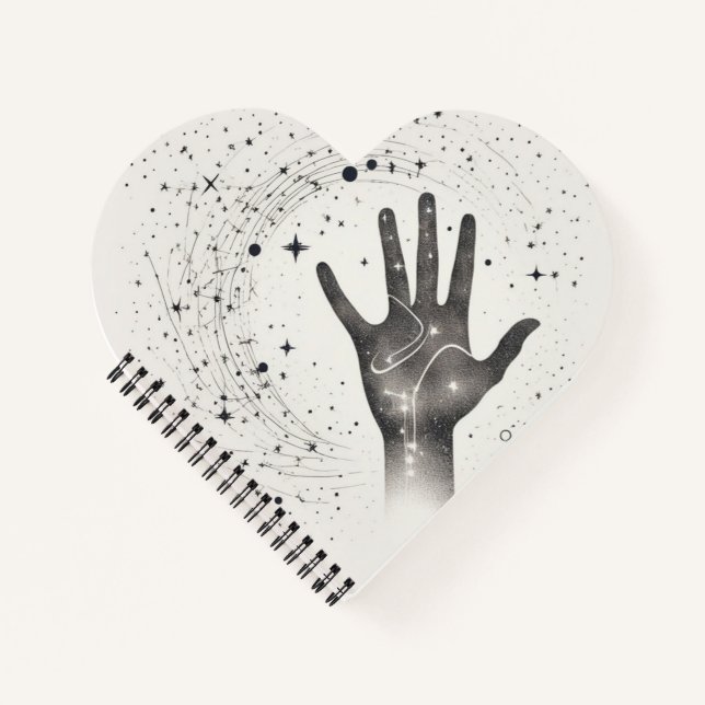Cuaderno Cosmic Hand in Starry Galaxy – Surreal Spiritual S (Anverso)