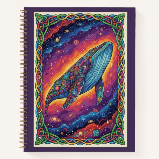 Cuaderno Cosmic Leviathan Whale Zentangle Galaxy Journal (Anverso)