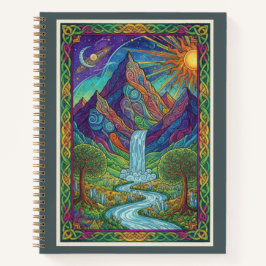 Cuaderno Cosmic Mountain Waterfall Zentangle Nature Journal