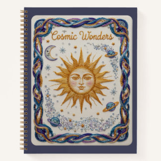 Cuaderno Cosmic Wonders Embroidered Sun and Planets Journal
