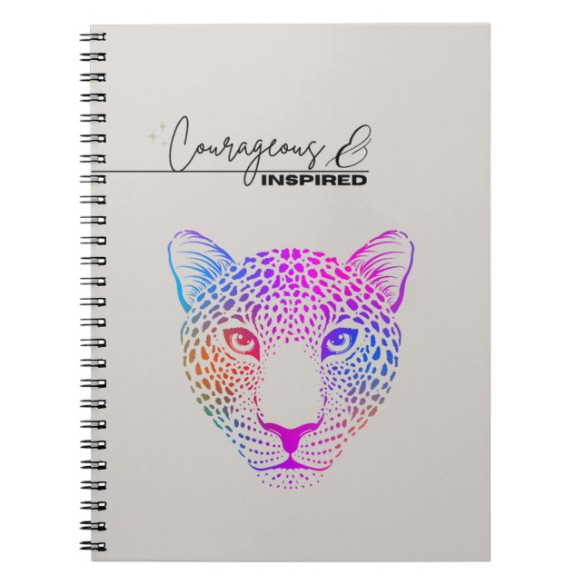 Cuaderno Cósmico Leopardo Valiente e Inspirado (Frente)