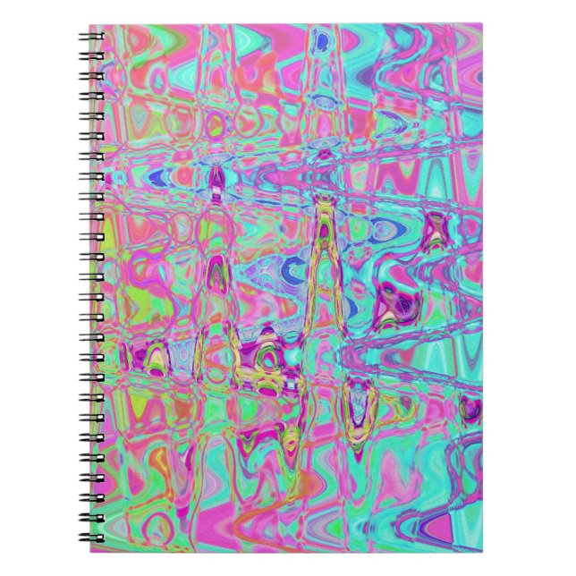Cuaderno Cósmico, Resumen, Aqua, Rosa Caliente, Retro, Manz (Frente)