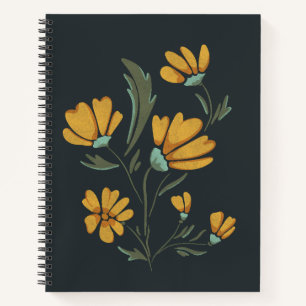 Cuaderno Cosmos Amarillos Flor Simple Belleza