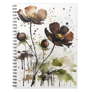 Cuaderno Cosmos de chocolate - Flores de acuarela