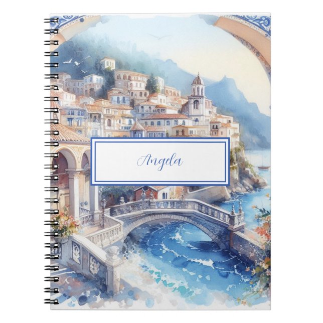 Cuaderno Costa Amalfitana Azulejos azules Italia Foto perso (Frente)