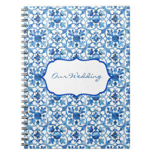 Cuaderno Costa Amalfitana Azulejos Blancos Azules Italia