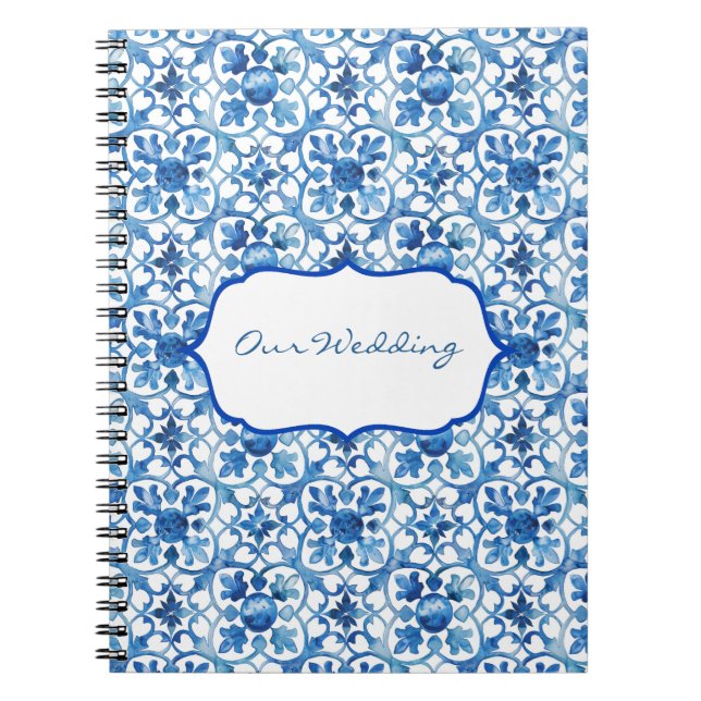 Cuaderno Costa Amalfitana Azulejos Blancos Azules Italia (Frente)