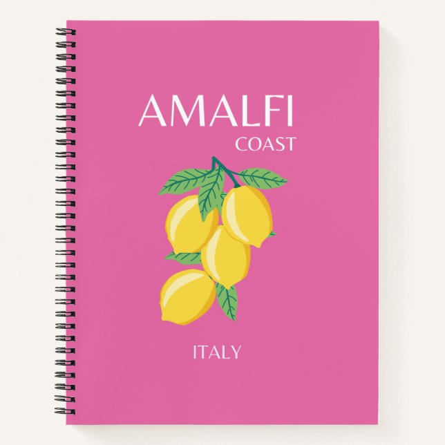 Cuaderno Costa Amalfitana, Italia, arte de viajes, rosa, pe (Anverso)