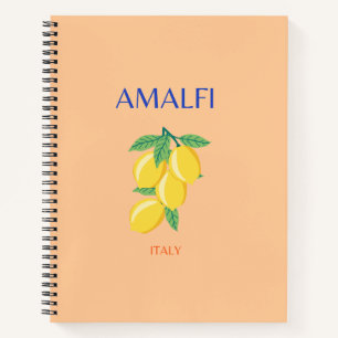 Cuaderno Costa Amalfitana, Italia, Viajes, Pastel, Naranja