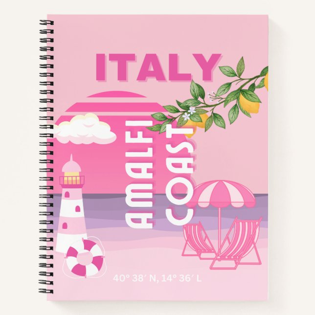 Cuaderno Costa Amalfitana, Viaje Preppy, Rosa (Anverso)
