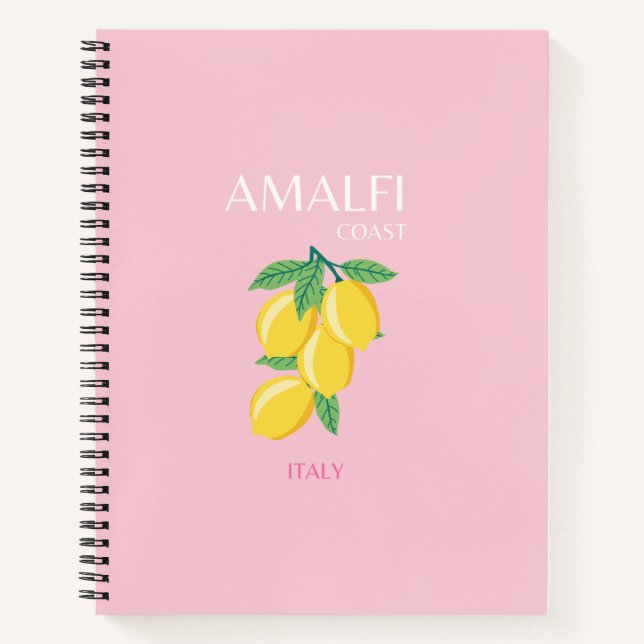 Cuaderno Costa de Amalfi, arte de Preppy, rosa, viajes (Anverso)