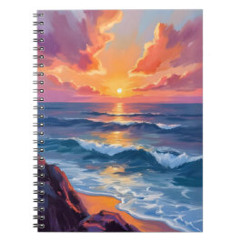 Cuaderno Costa Dorada | Pintura de Acuarela de la Puesta de