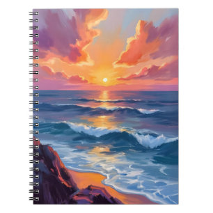 Cuaderno Costa Dorada Pintura de Acuarela de la Puesta de