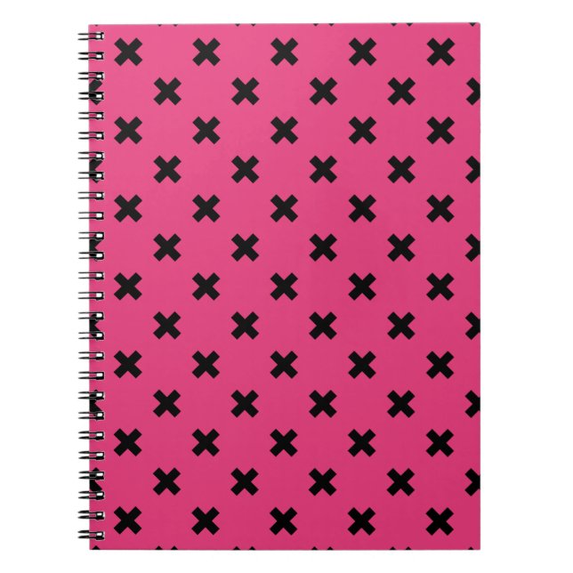 Cuaderno Costillas cruzadas negras en fuchsia (Frente)