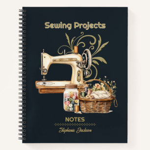 Cuaderno Costura de proyectos Organizador de negro vintage