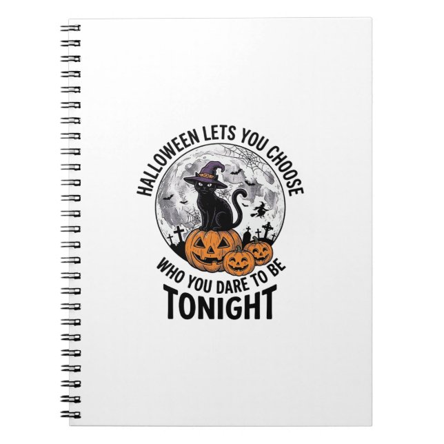 Cuaderno Cota de gato de Halloween grabado de bruja de cala (Frente)