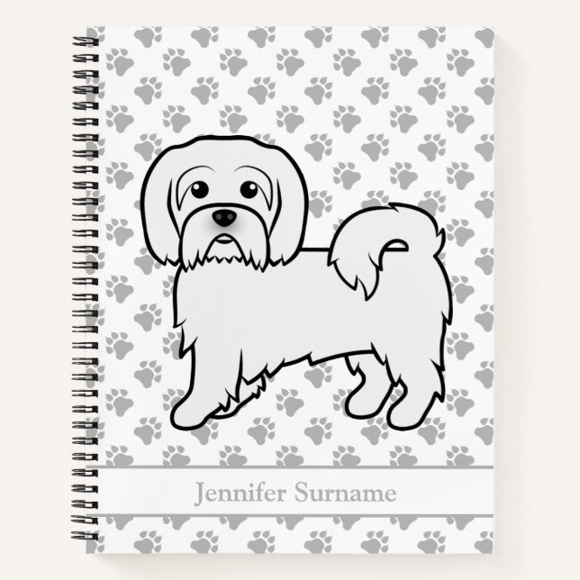 Cuaderno Coton de Tulear Dibujo Animado Lindo Perro & Texto (Anverso)
