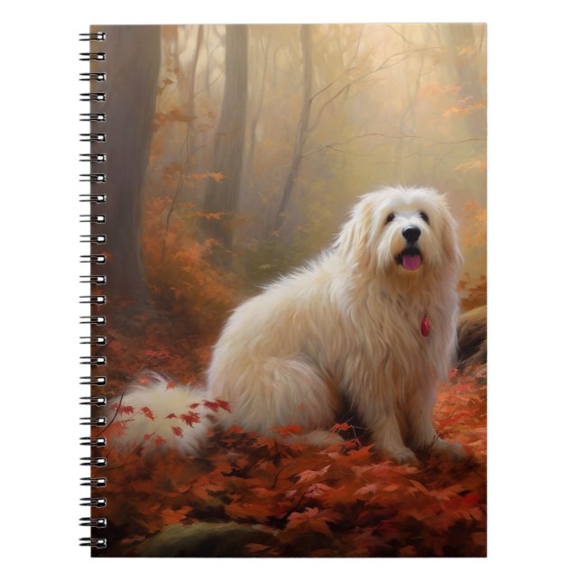 Cuaderno Coton De Tulear en Hojas de Otoño que Caen Inspira (Frente)