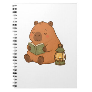 Cuaderno Cottagecore de Capybara Leyendo con Farol