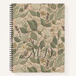 Cuaderno Cottagecore floral botánico acogedor verde salvia