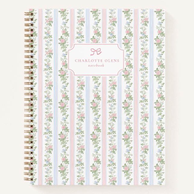 Cuaderno Cottagecore | Stripe Floral (Anverso)