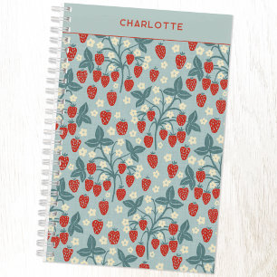 Cuaderno Cottagecore Vintage Floral de Fresa Personalizado
