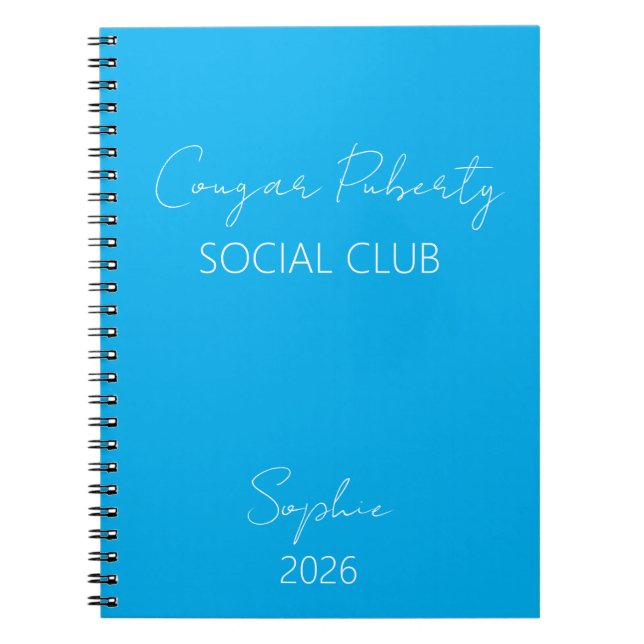 Cuaderno cougar puberty club, custom year (Frente)