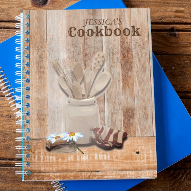 Cuaderno Country Rustic Personalized Cookbook Jar spoon (Subido por el creador)