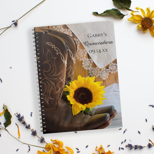 Cuaderno Country Sunflower Lace Western Quinceañera (Subido por el creador)