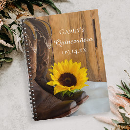 Cuaderno Country Sunflower Western Quinceañera Guest Book