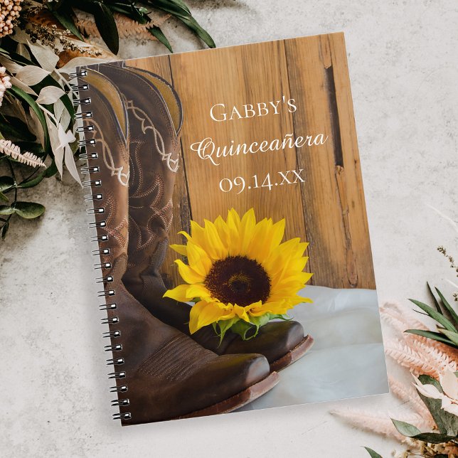 Cuaderno Country Sunflower Western Quinceañera Guest Book (Subido por el creador)